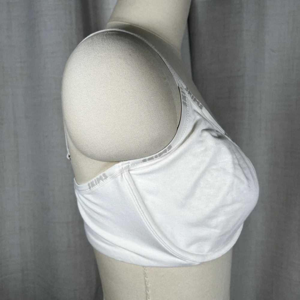 NEW! Skims Cotton Logo Underwire‎ Demi Bra Marble White 38DDDD Adjustable